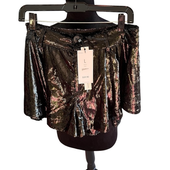 AKIRA Pants - AKIRA Shiny Black Metallic Shorts